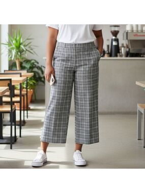 Vintage Lane Bryant Monochrome Checkered Wide Leg Pants 14 Boxy Relaxed Fit